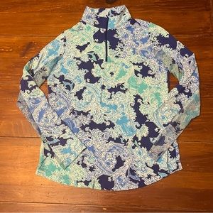 Ibkul Pascha Navy Long Sleeve Mock Neck Top Womens Size XS